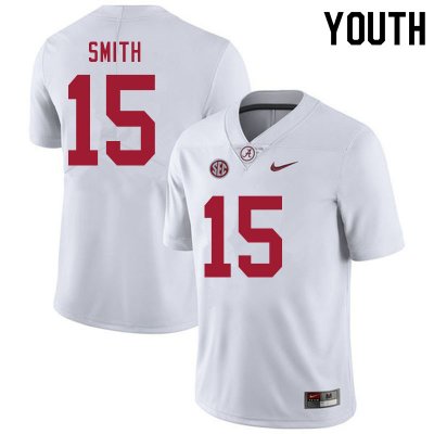 NCAA Youth Alabama Crimson Tide #15 Eddie Smith Stitched College 2020 Nike Authentic White Football Jersey LV17R66QQ